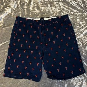 J. Crew Men’s size 32 navy blue chino shorts with red lobster print